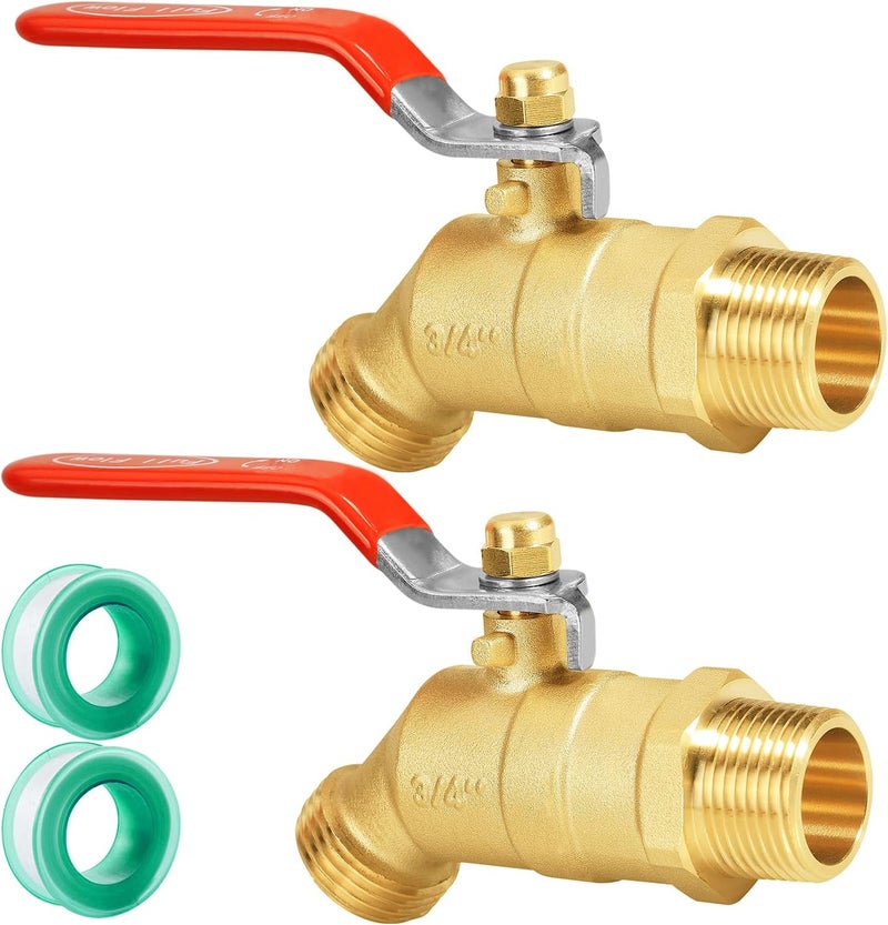 SIGURANTA 3/4" NPT/MIP Brass Male Hose Faucet, Water Spigot with 3/4" Male GHT Thread, Heavy-Duty Outdoor Hose Full-Flow Valve Outdoor Faucet (3/4" NPT Inlet Long Handle 2PCS) - Image 1